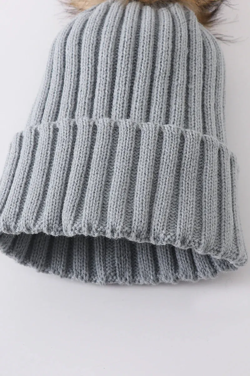Knit Pom Pom Beanie Kids/Adults | Sage