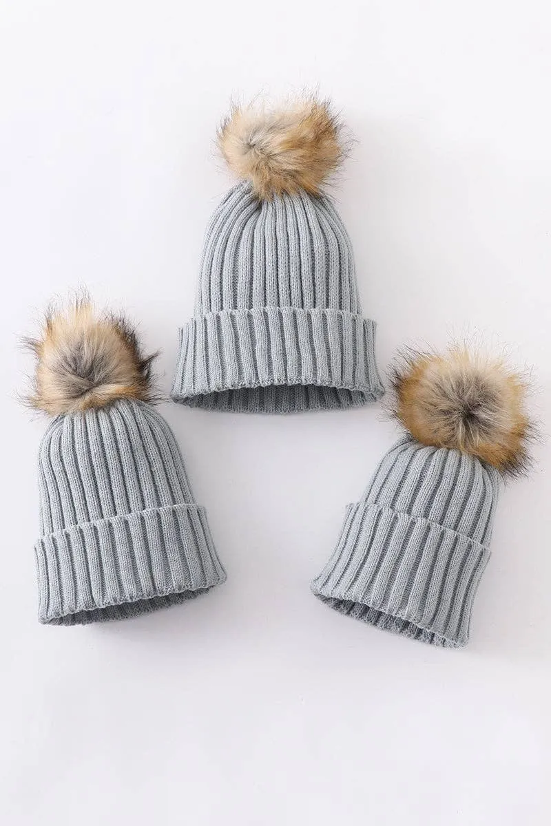 Knit Pom Pom Beanie Kids/Adults | Sage