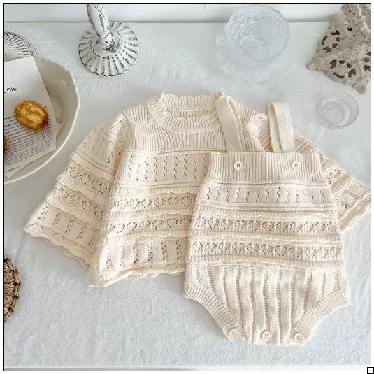 Knitted Baby Girls Suit - 3PCS Outfits Set