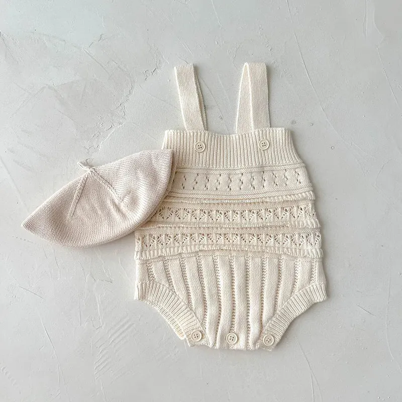 Knitted Baby Girls Suit - 3PCS Outfits Set