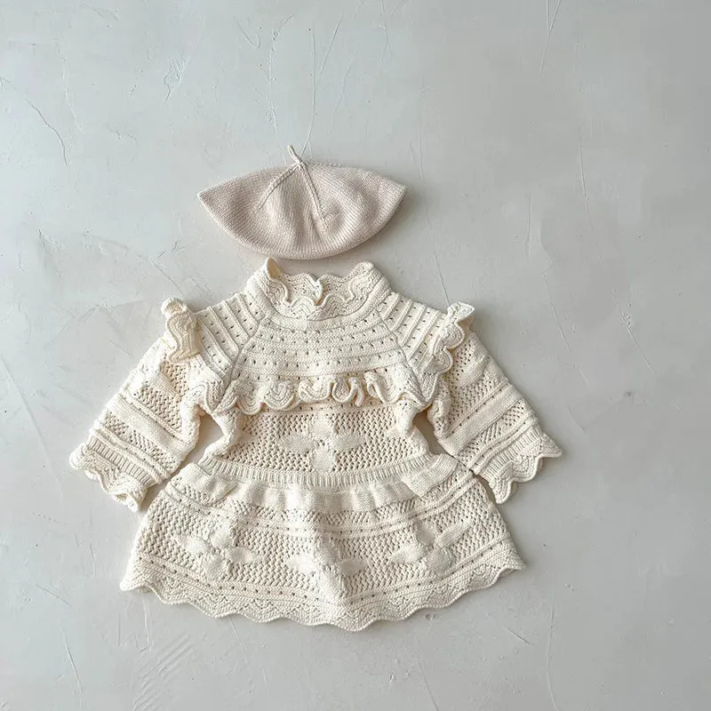 Knitted Baby Girls Suit - 3PCS Outfits Set
