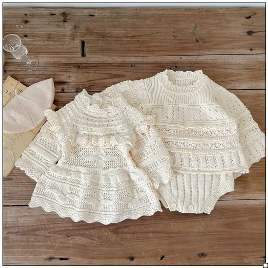 Knitted Baby Girls Suit - 3PCS Outfits Set