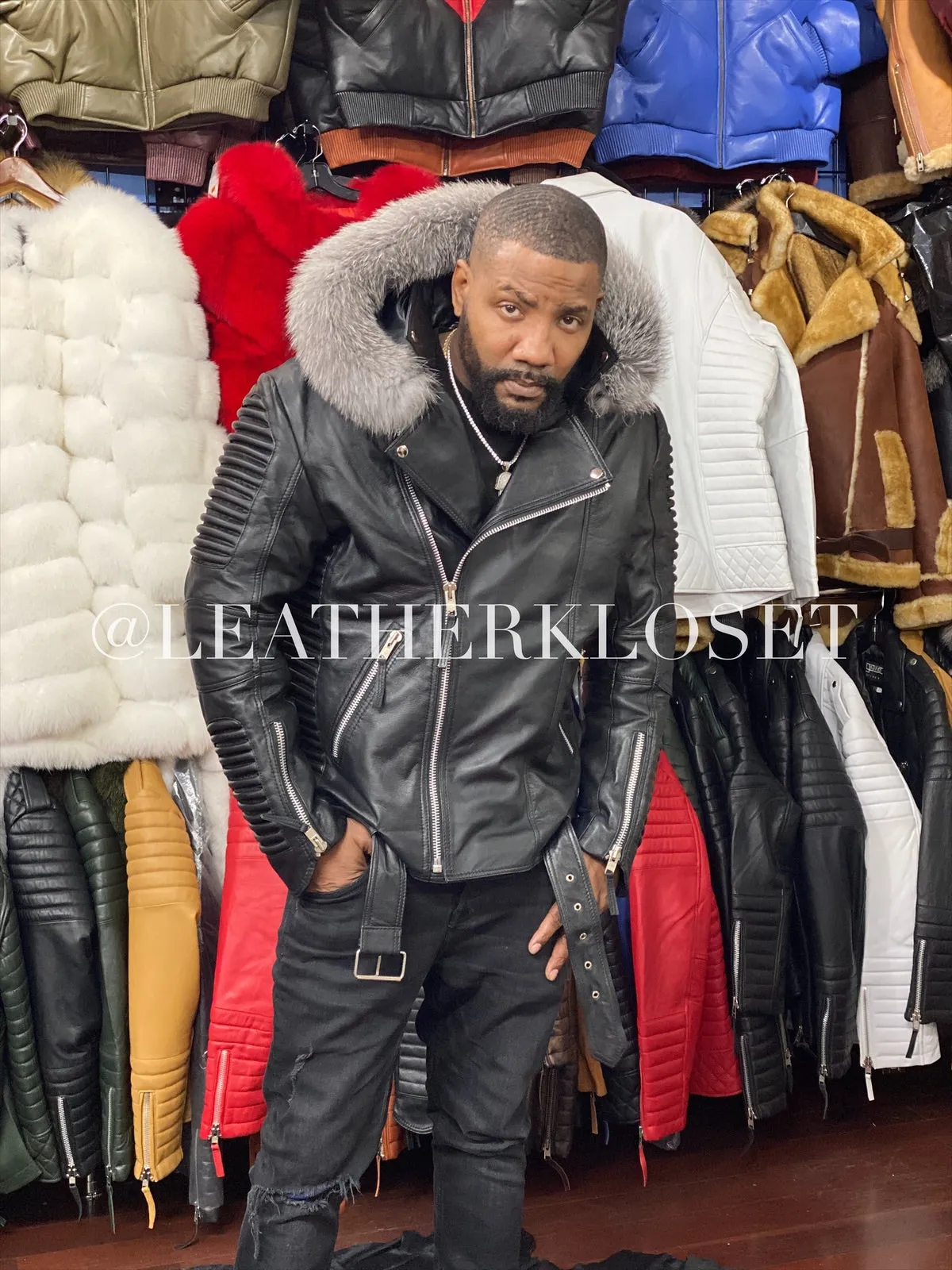 Men's Trey Biker With Fox Fur Hood