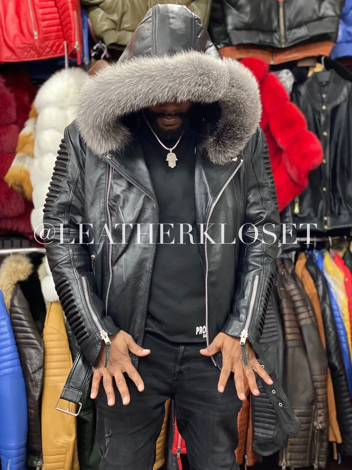 Men's Trey Biker With Fox Fur Hood
