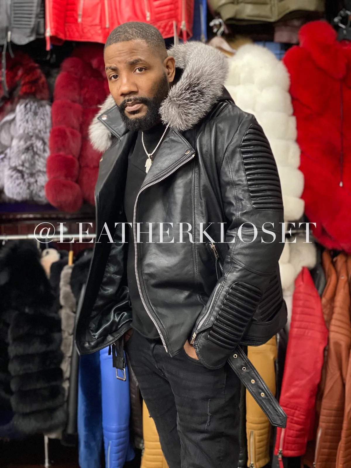 Men's Trey Biker With Fox Fur Hood