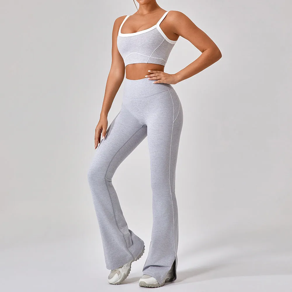 Outdoor Sports Yoga Suits Women's Spaghetti Strap Contrast Color Fitness Set Outfits