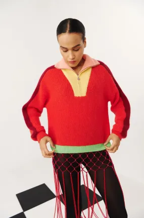 Peony sweater red