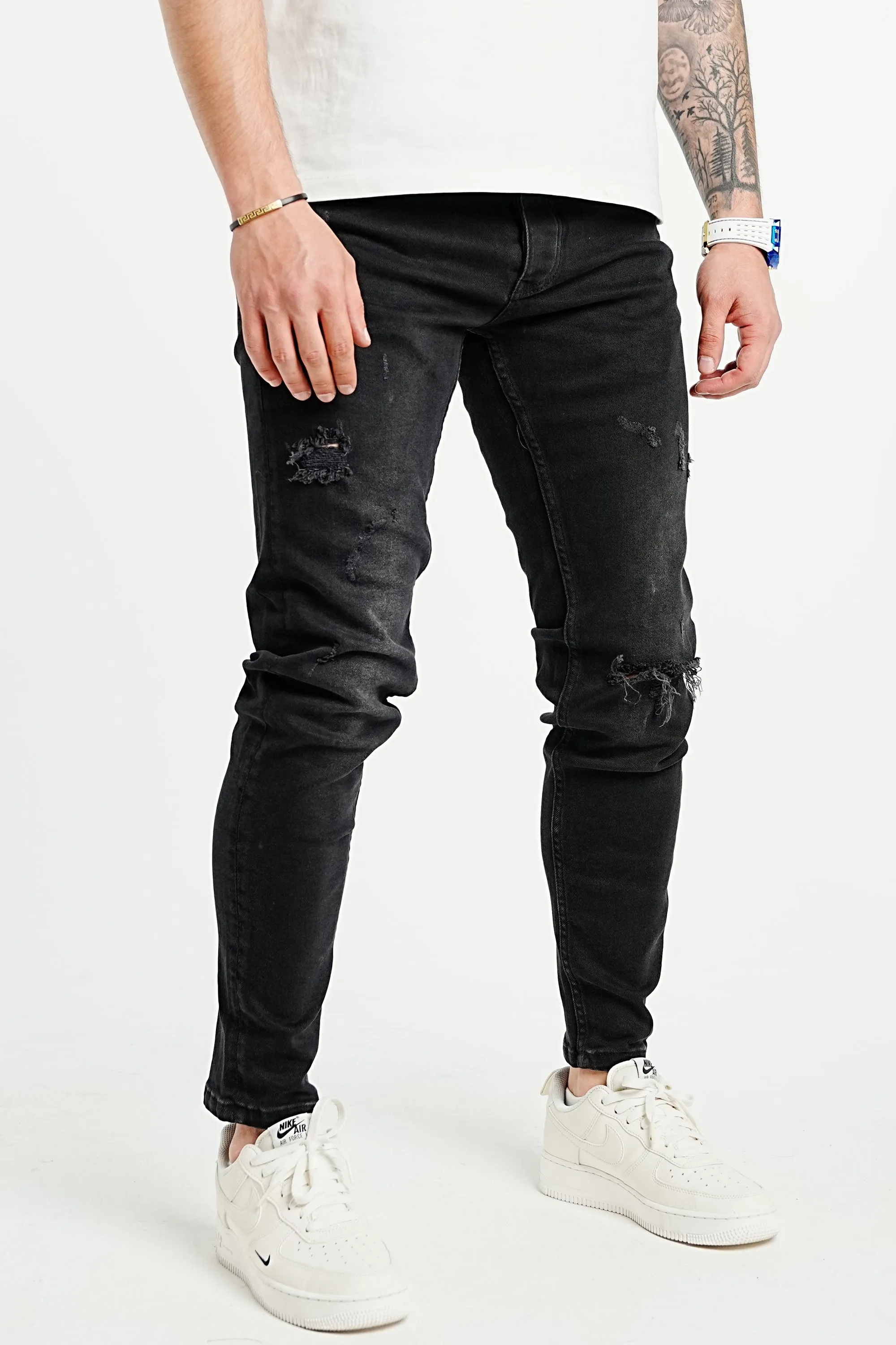 Premium High Stretch Ripped Black Jeans
