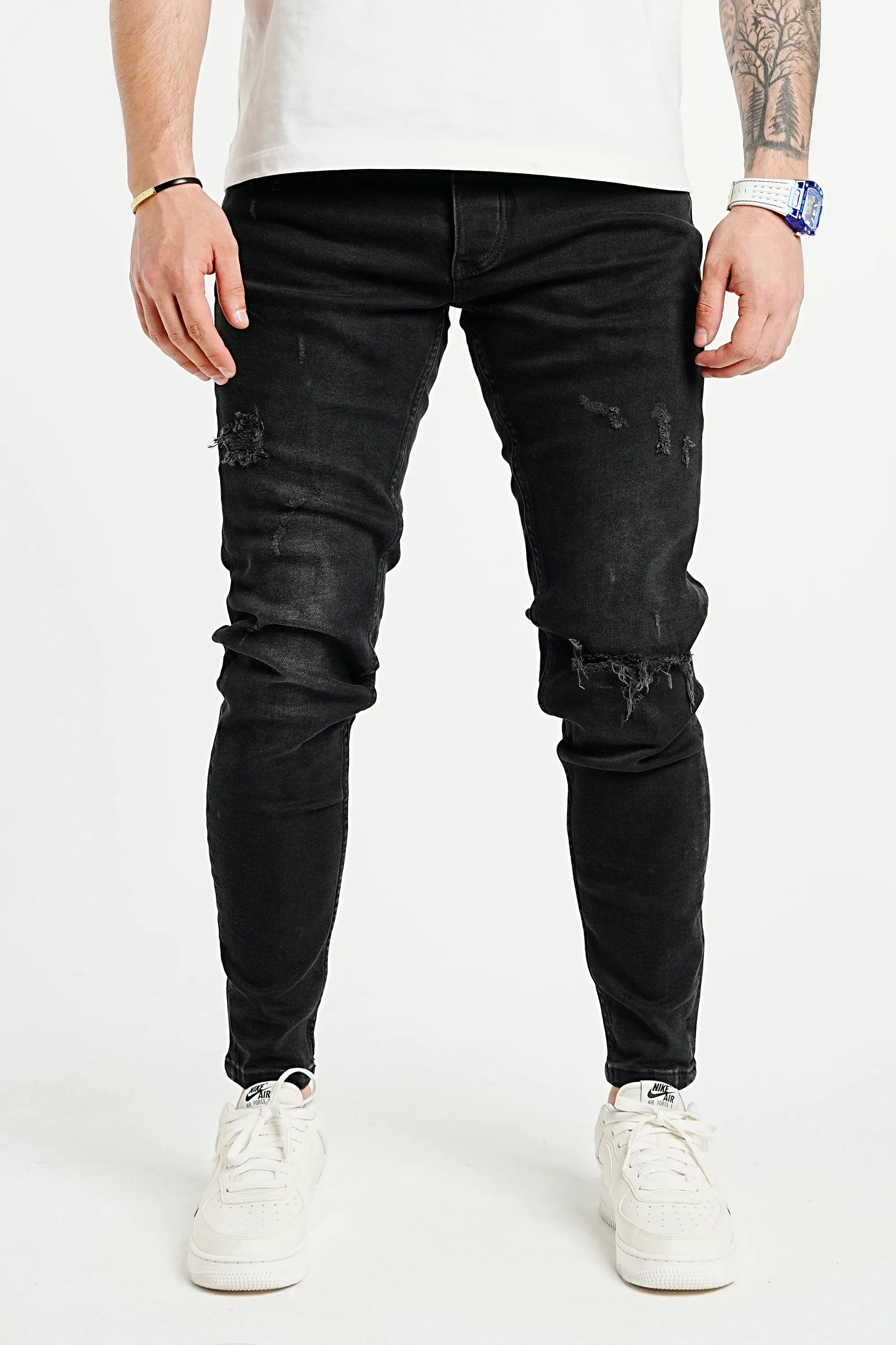 Premium High Stretch Ripped Black Jeans