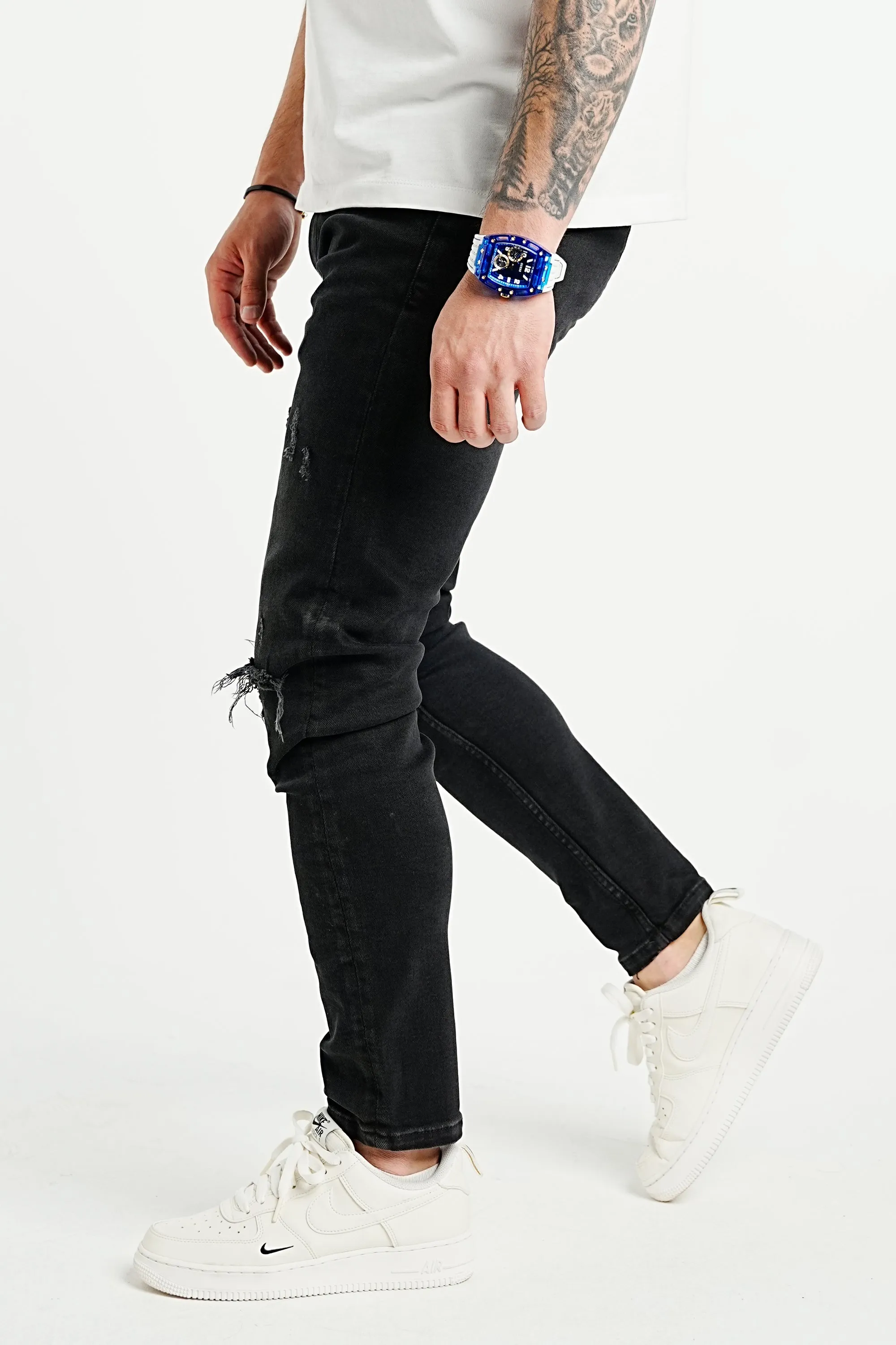 Premium High Stretch Ripped Black Jeans