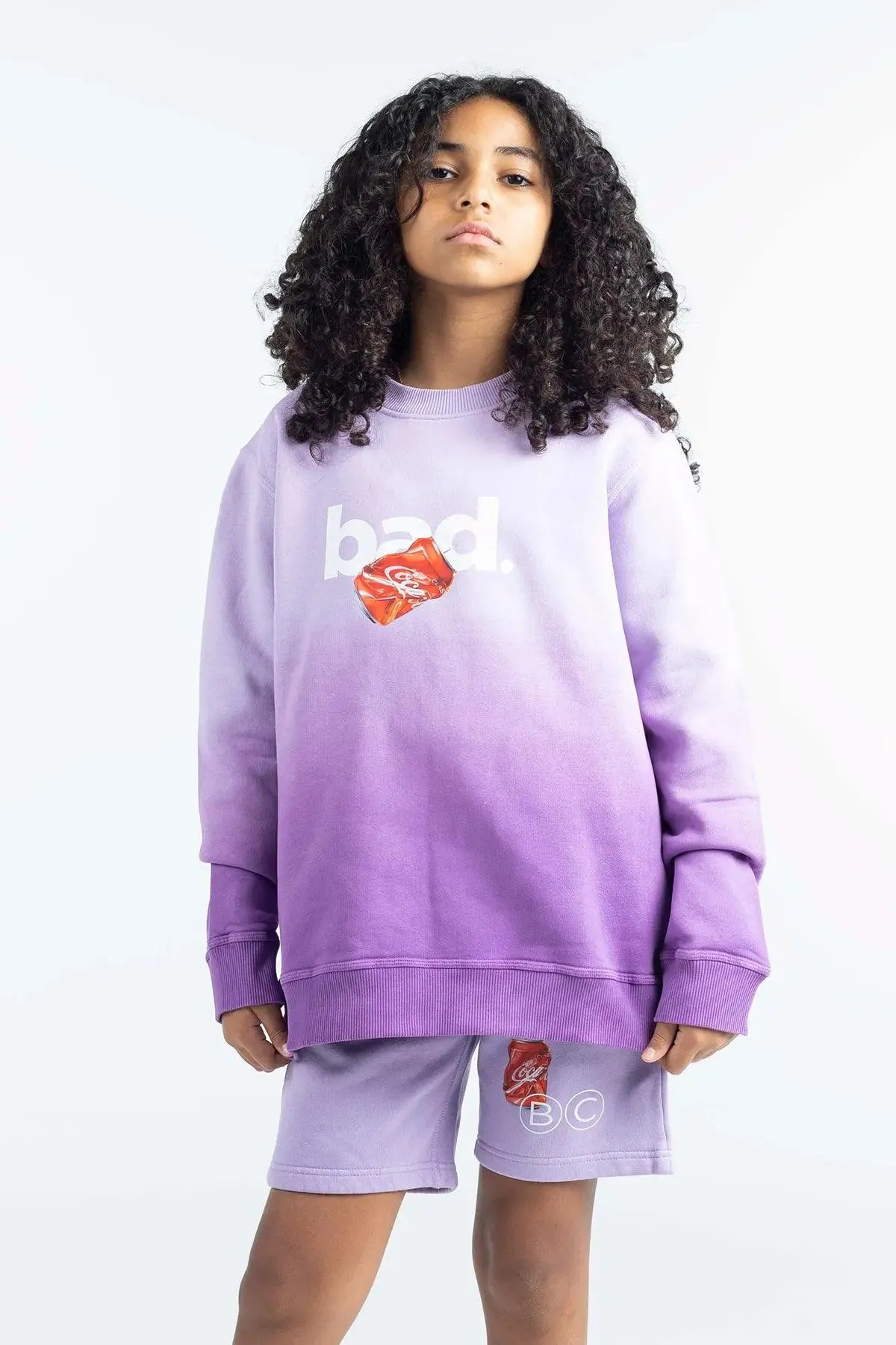 "BAD" Gradient Kids Shorts - Purple