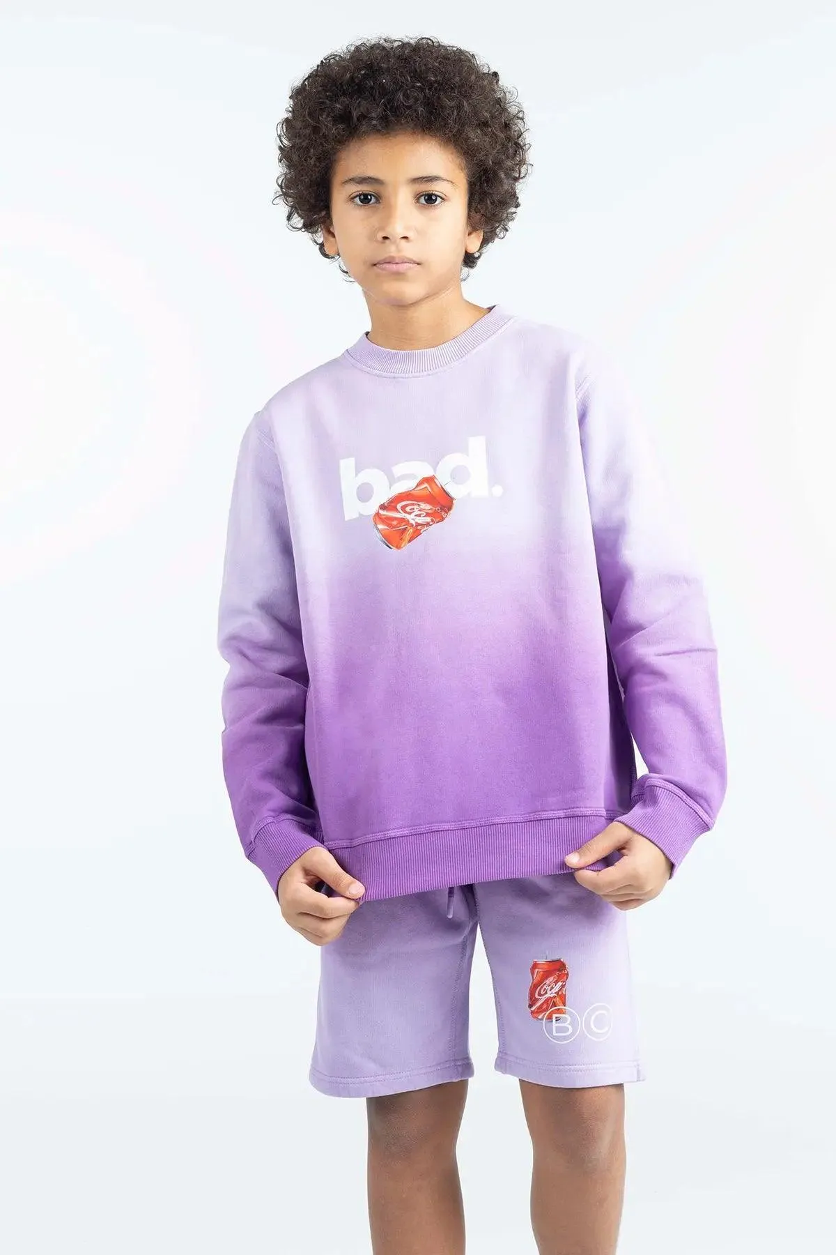 "BAD" Gradient Kids Shorts - Purple