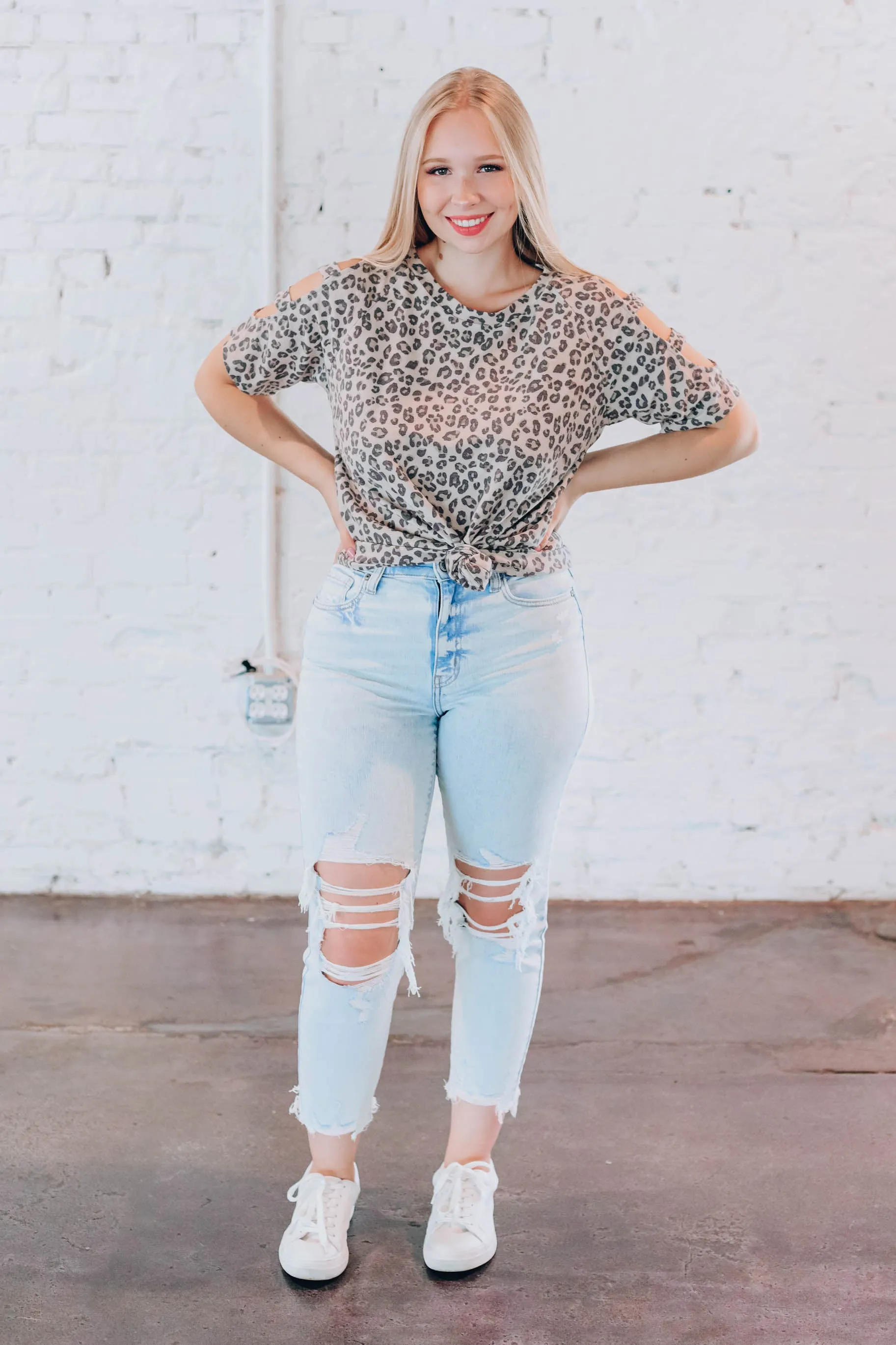 "Rawr" Cold Shoulder Top S-3X