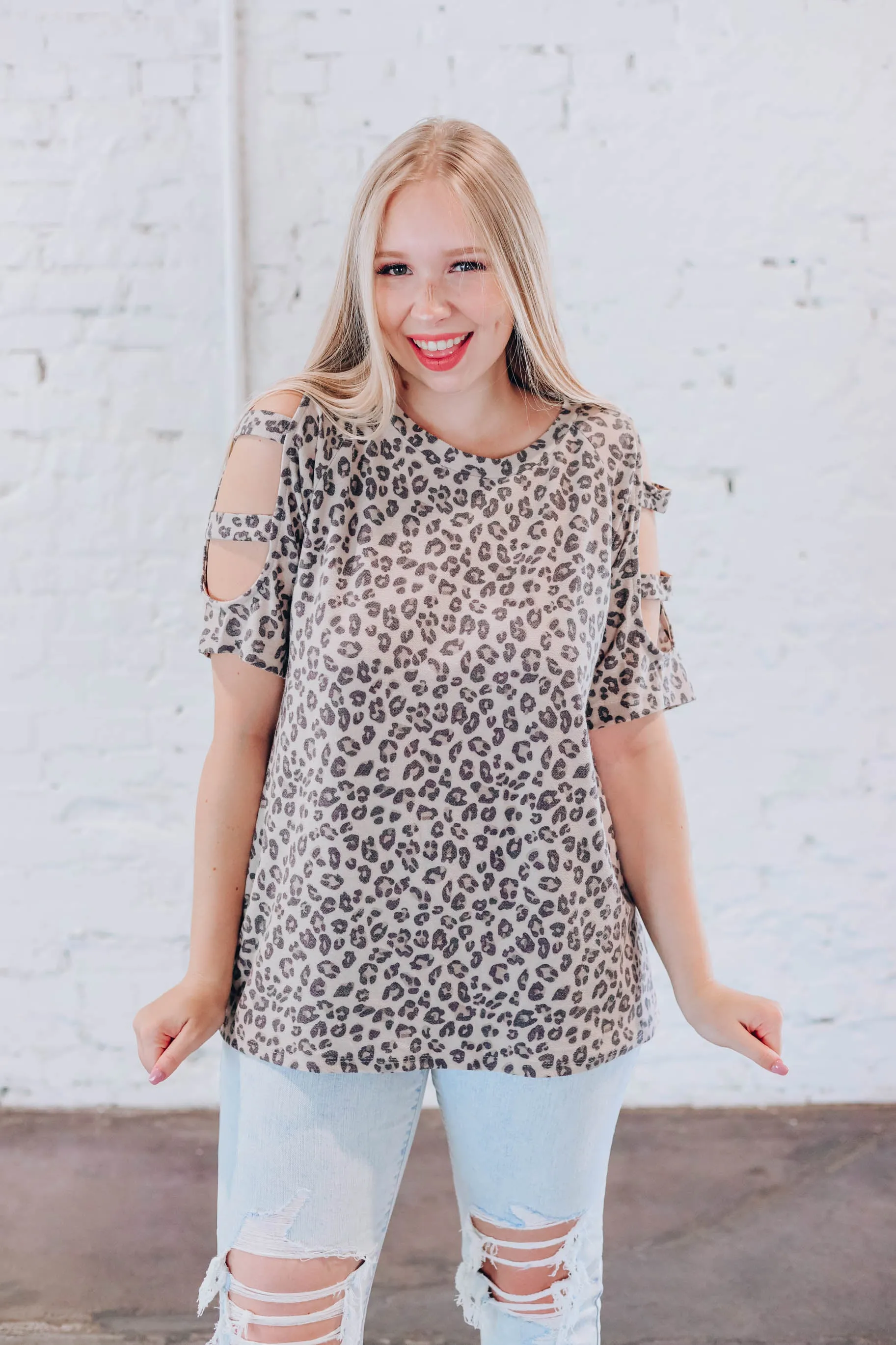 "Rawr" Cold Shoulder Top S-3X