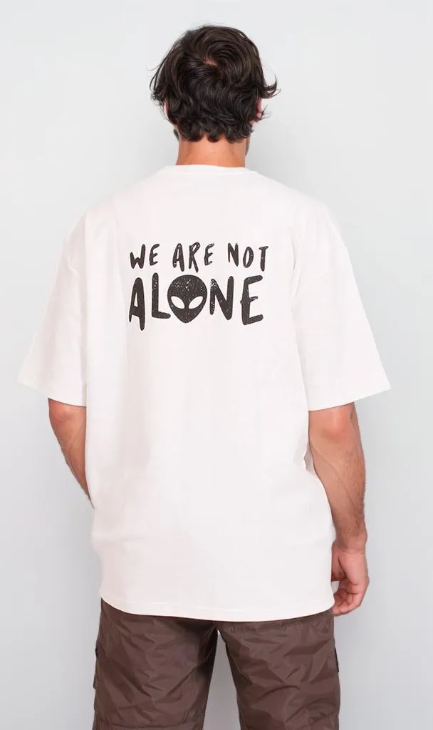 R204822 - We Are Not Alone Oversized Graphic T-Shirt  White