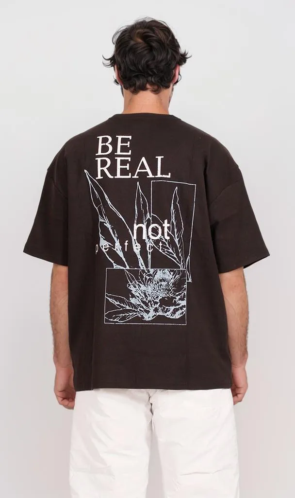 R204828 - "Be Real" Graphic Oversized T-Shirt  Black