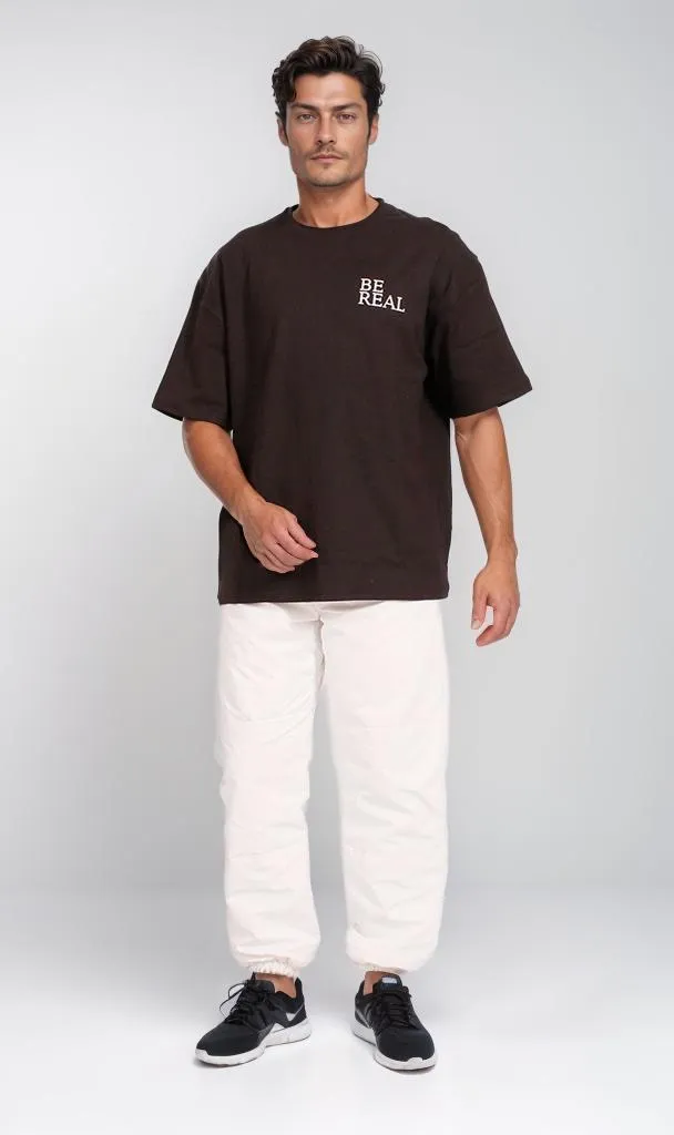 R204828 - "Be Real" Graphic Oversized T-Shirt  Black