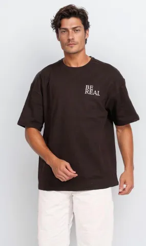 R204828 - "Be Real" Graphic Oversized T-Shirt  Black