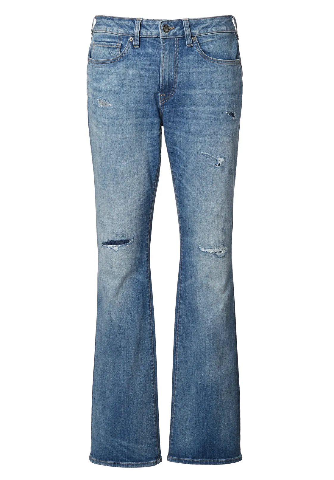 Mens Distressed Indigo Jeans with Relaxed Boot Fit - BM22927