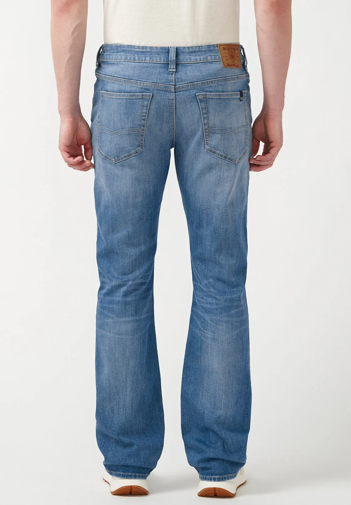 Mens Distressed Indigo Jeans with Relaxed Boot Fit - BM22927