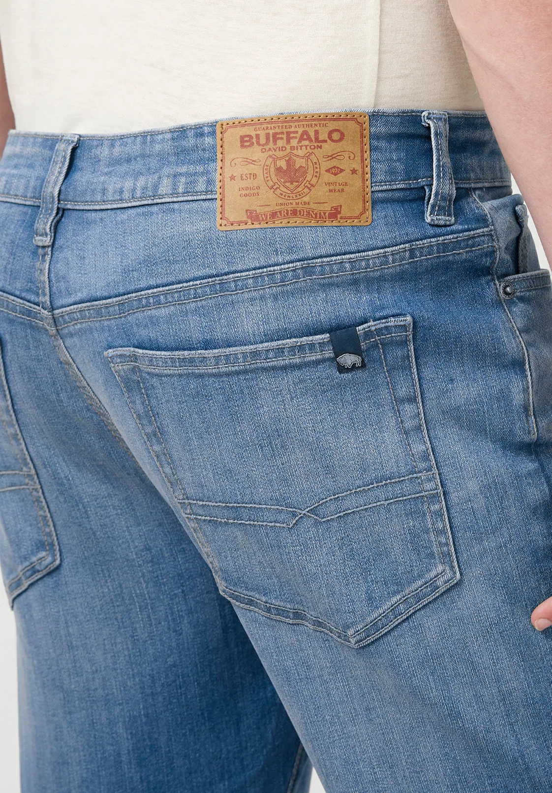 Mens Distressed Indigo Jeans with Relaxed Boot Fit - BM22927
