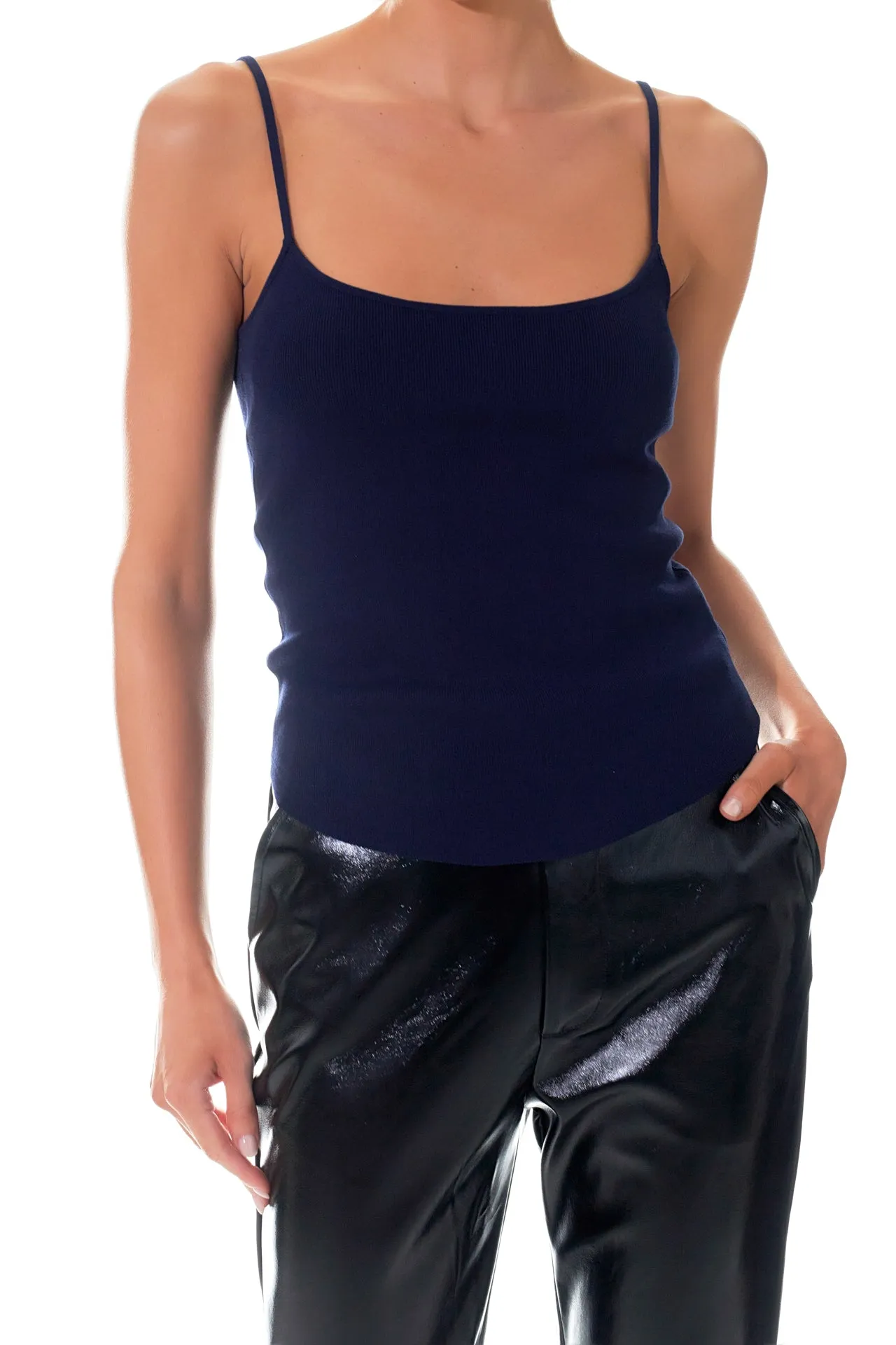 Round Hem Knit Tank Top