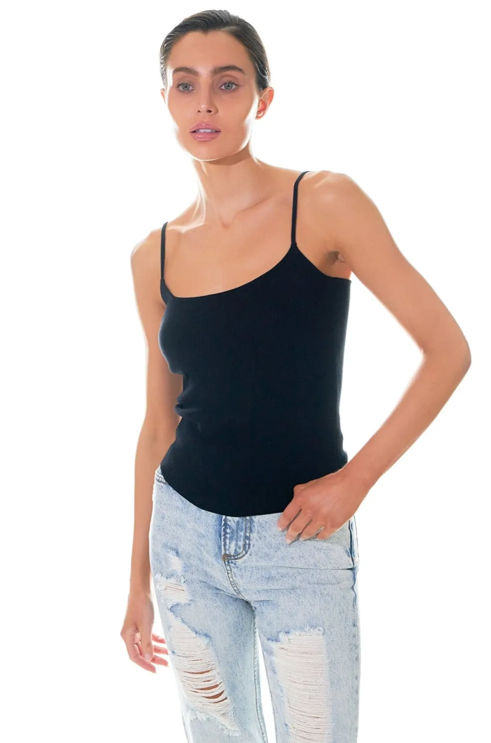 Round Hem Knit Tank Top