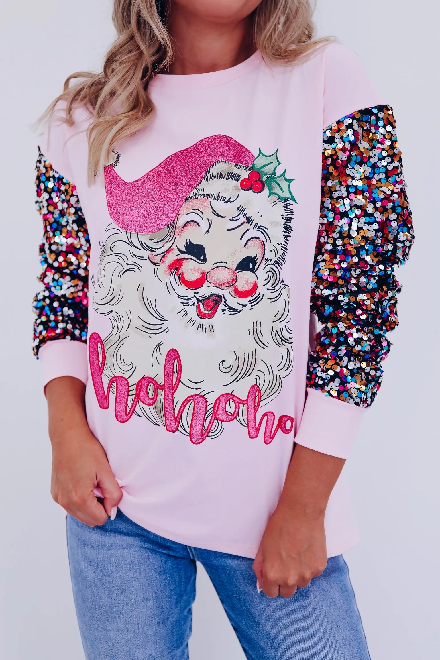 Santa Ho Ho Ho Sequin Graphic Tee