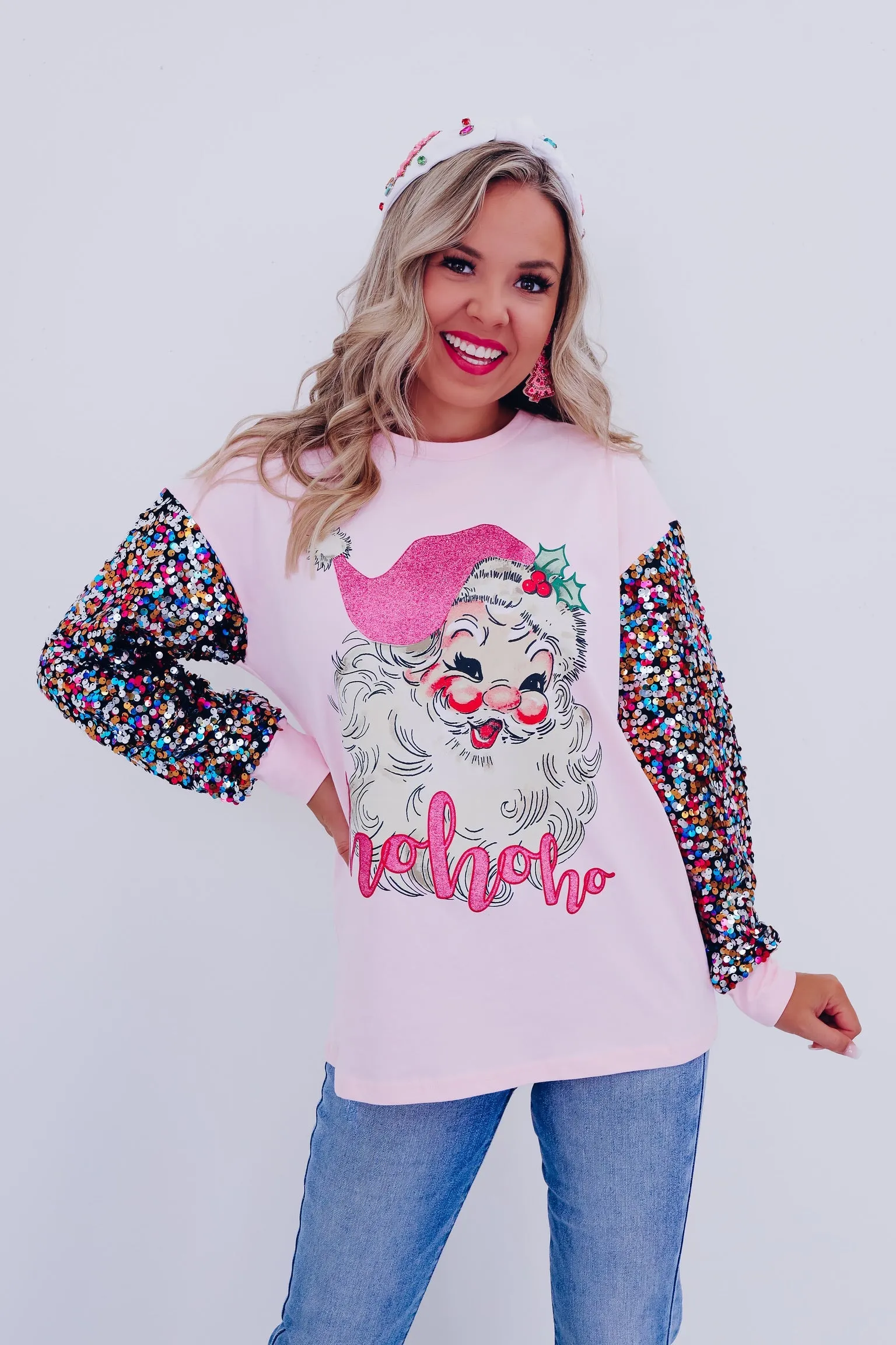 Santa Ho Ho Ho Sequin Graphic Tee