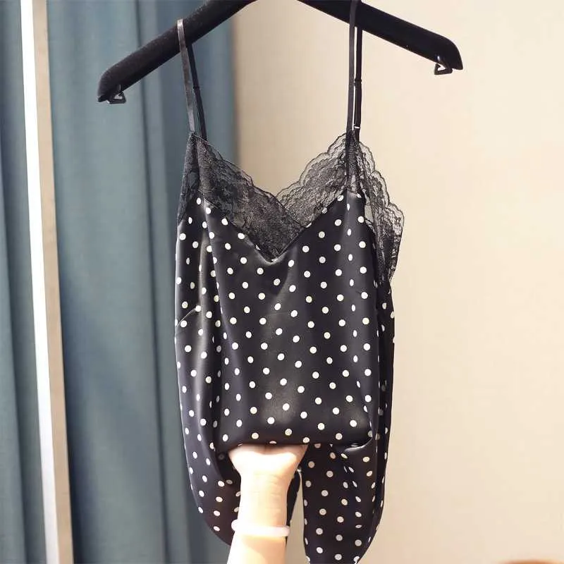 Spaghetti Straps Lace Trim Swing Cami Tank Top