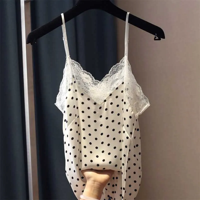 Spaghetti Straps Lace Trim Swing Cami Tank Top
