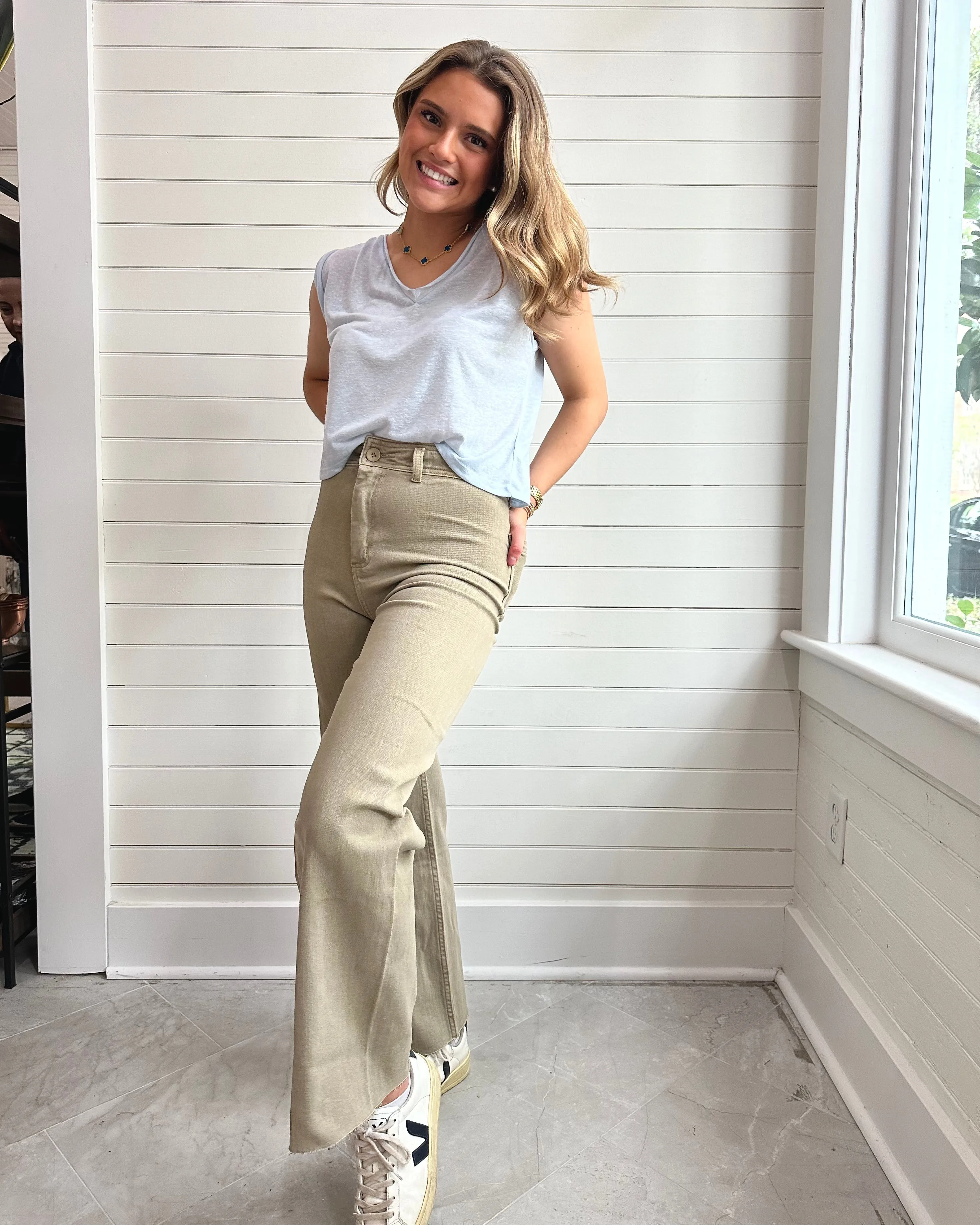 Straight Wide Leg Denim Pants-TOAST