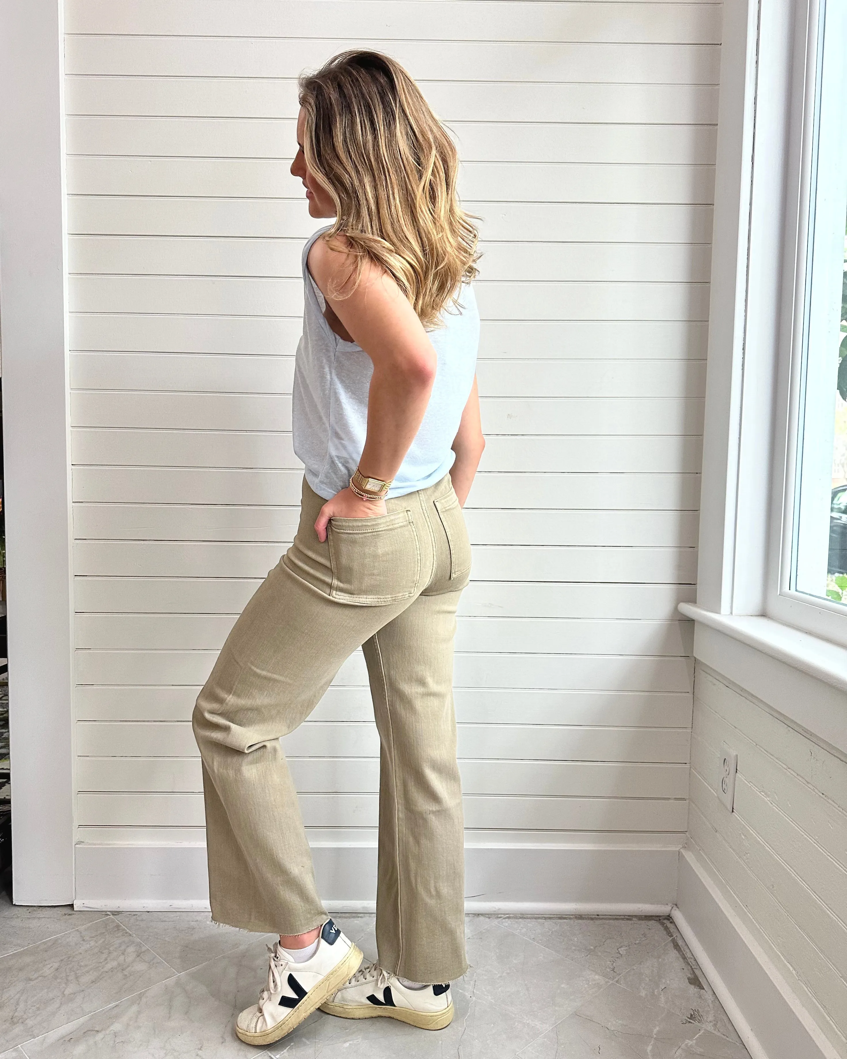 Straight Wide Leg Denim Pants-TOAST