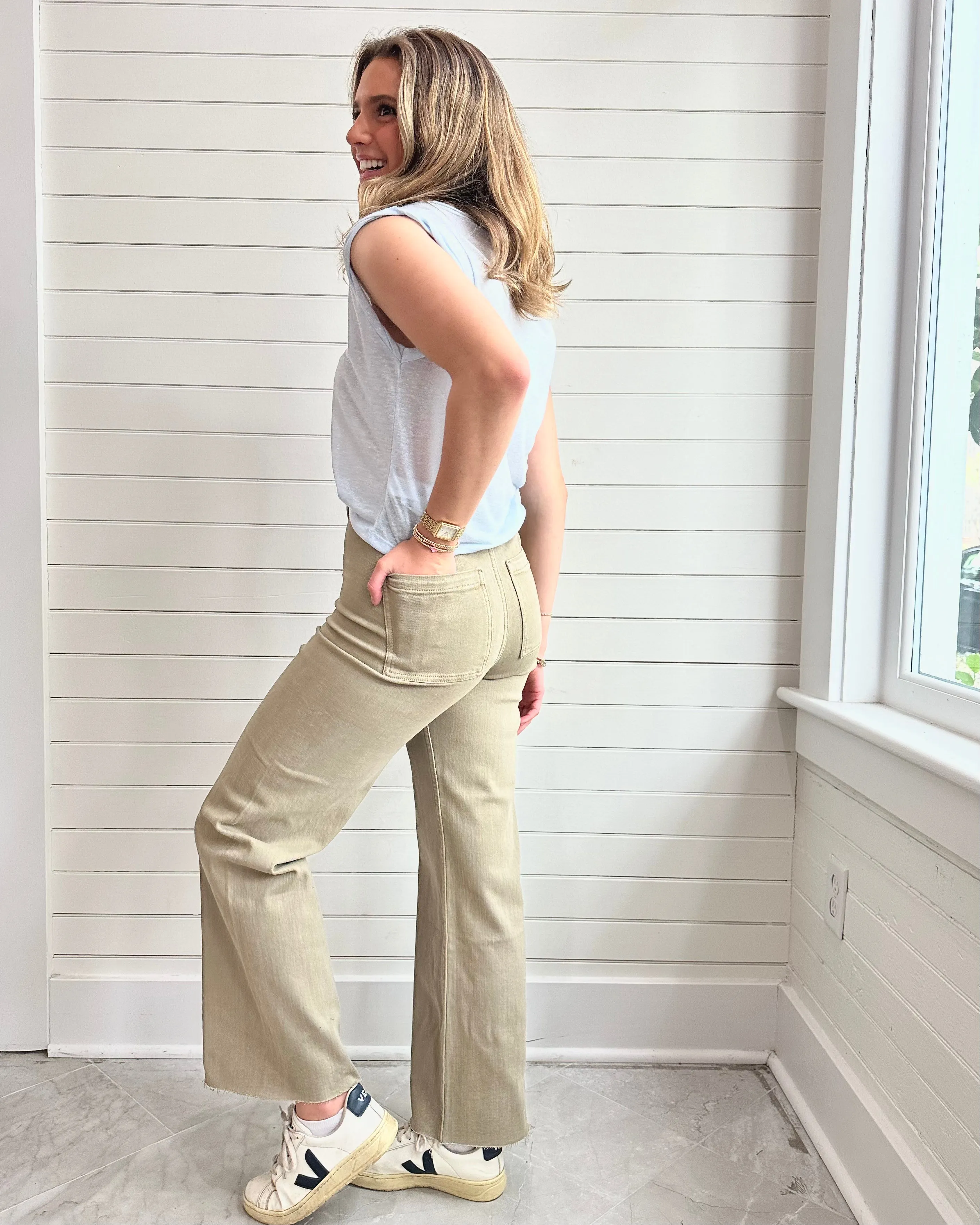 Straight Wide Leg Denim Pants-TOAST