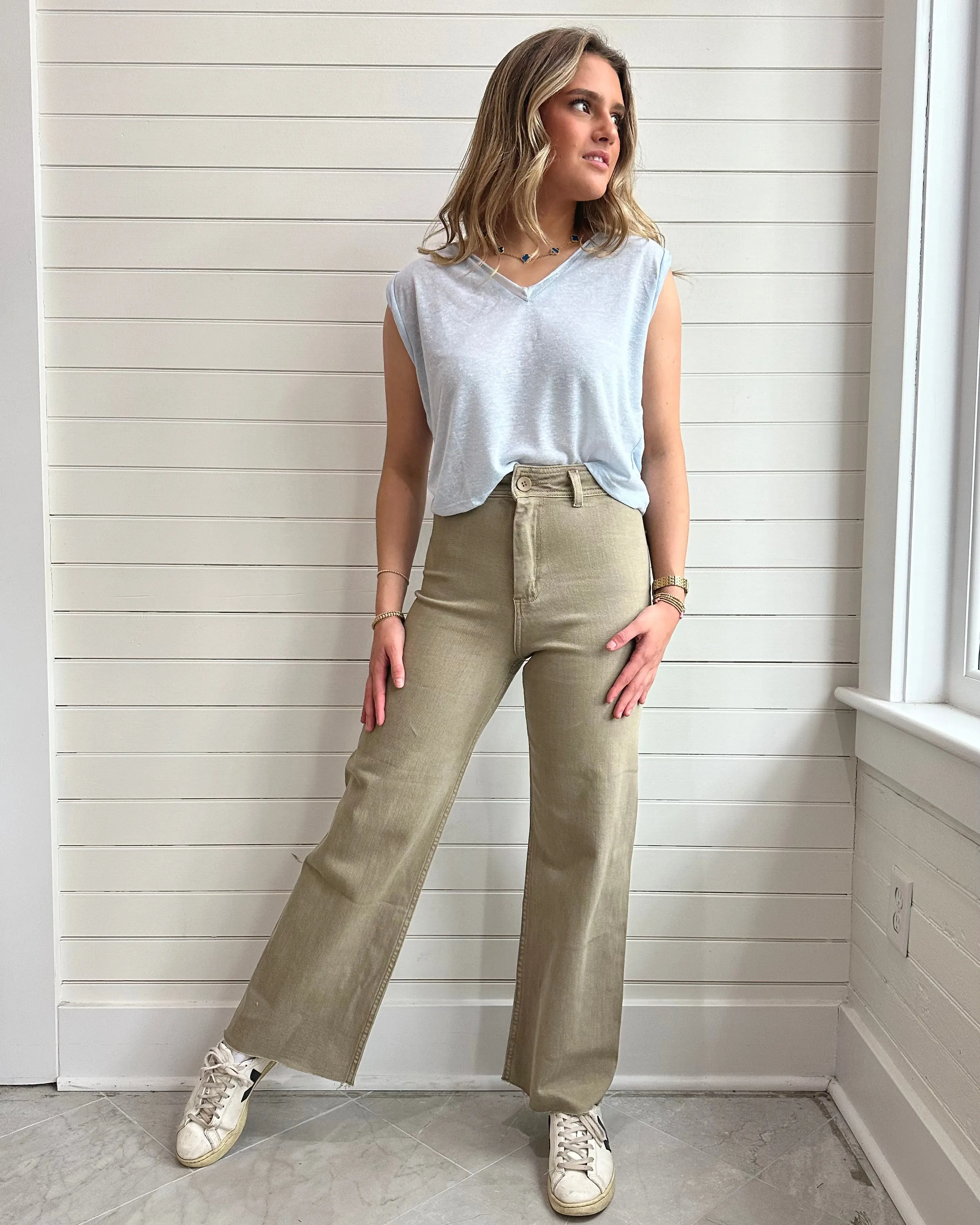 Straight Wide Leg Denim Pants-TOAST