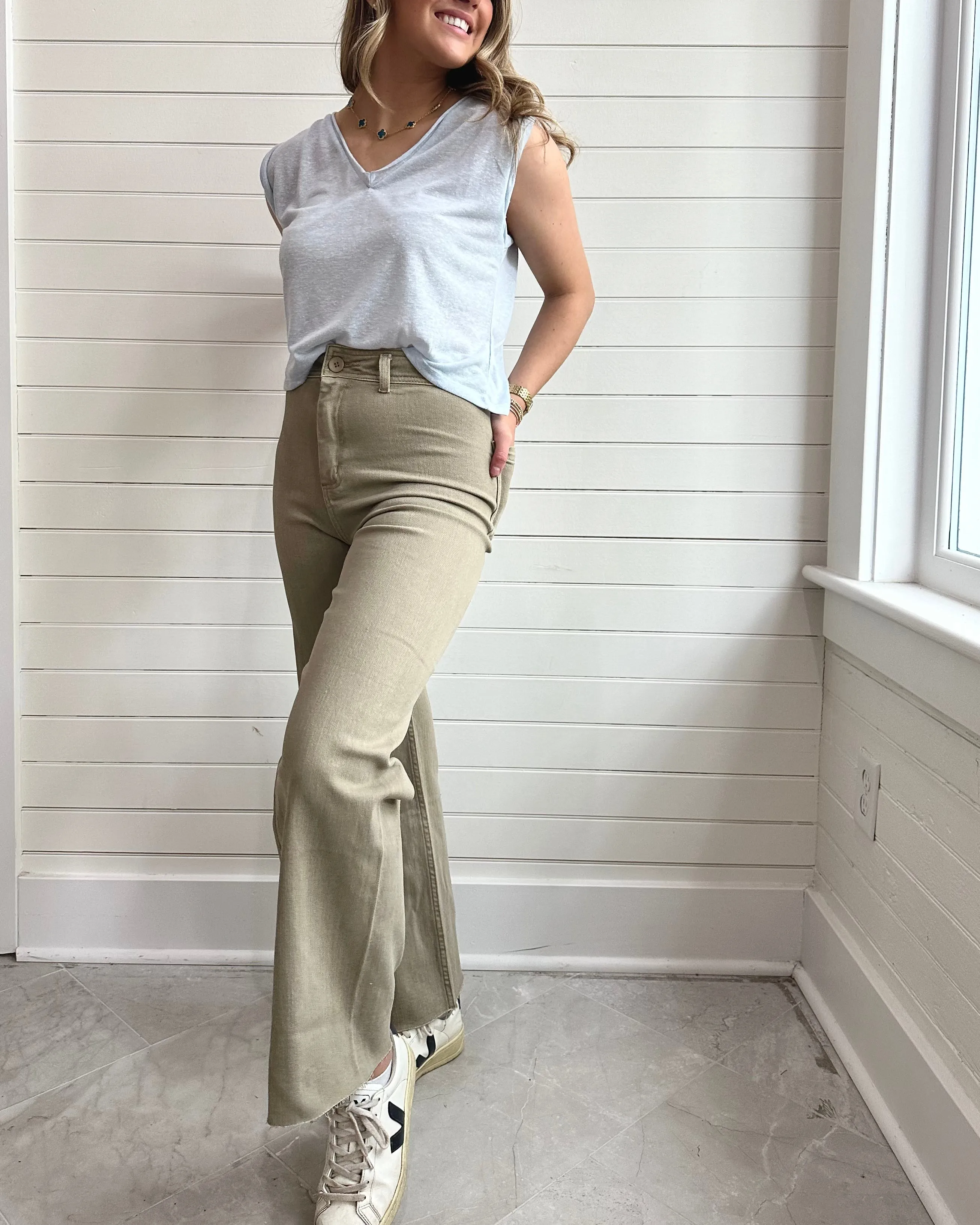 Straight Wide Leg Denim Pants-TOAST