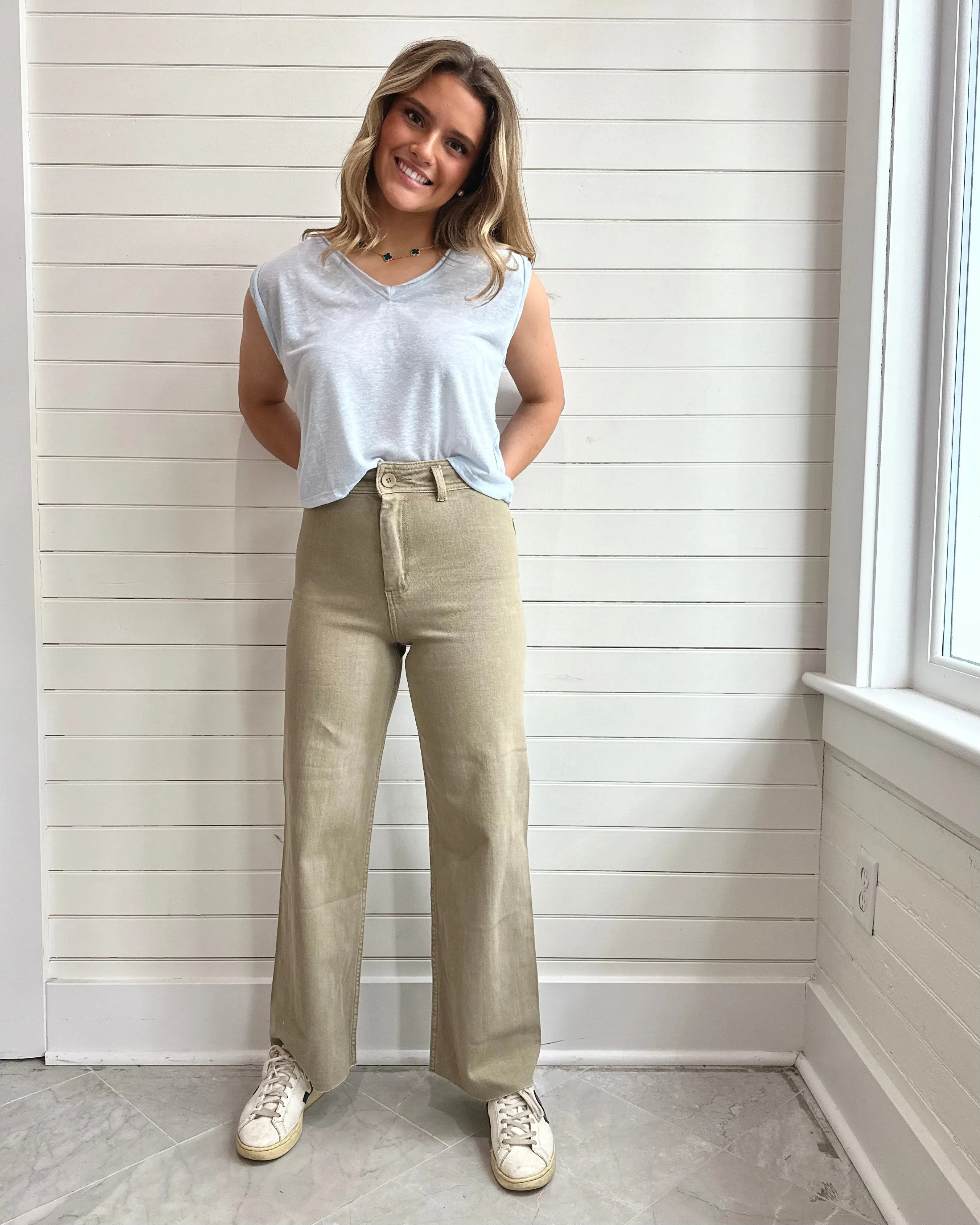 Straight Wide Leg Denim Pants-TOAST
