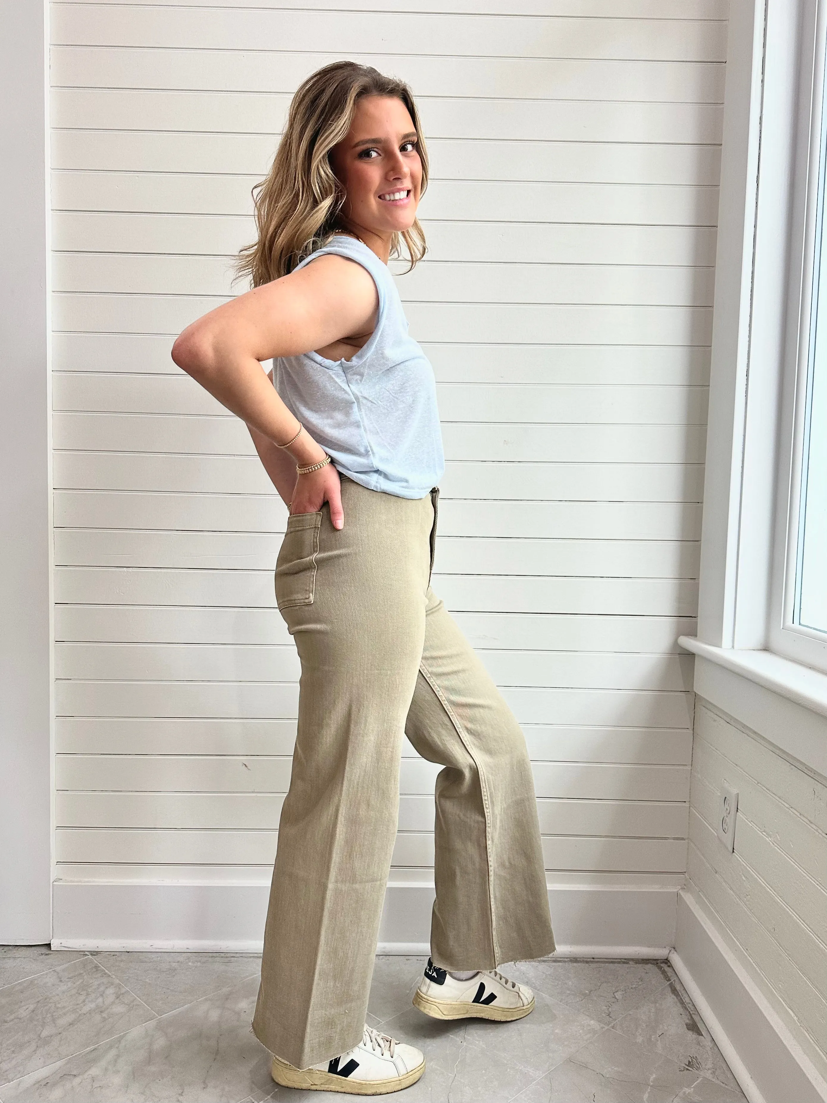 Straight Wide Leg Denim Pants-TOAST