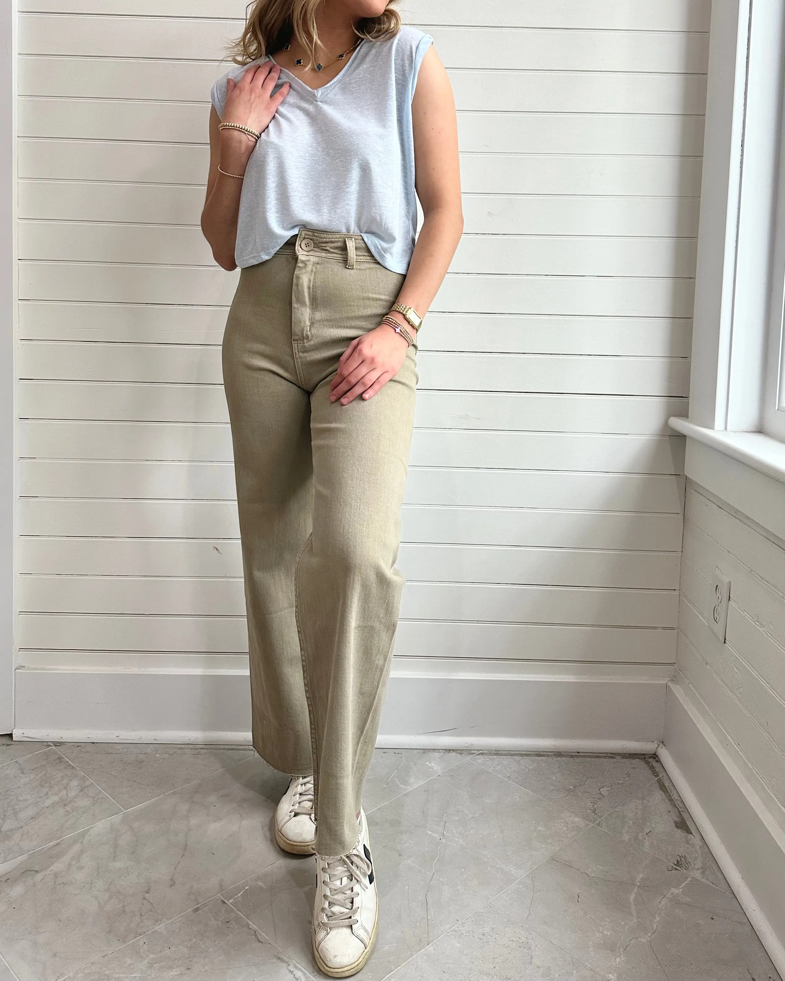 Straight Wide Leg Denim Pants-TOAST
