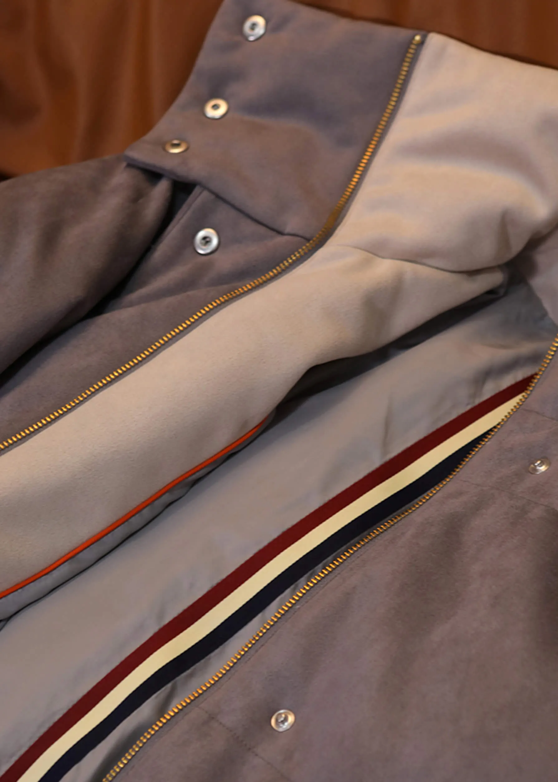 Suede Long Down Puffer Parka Coat