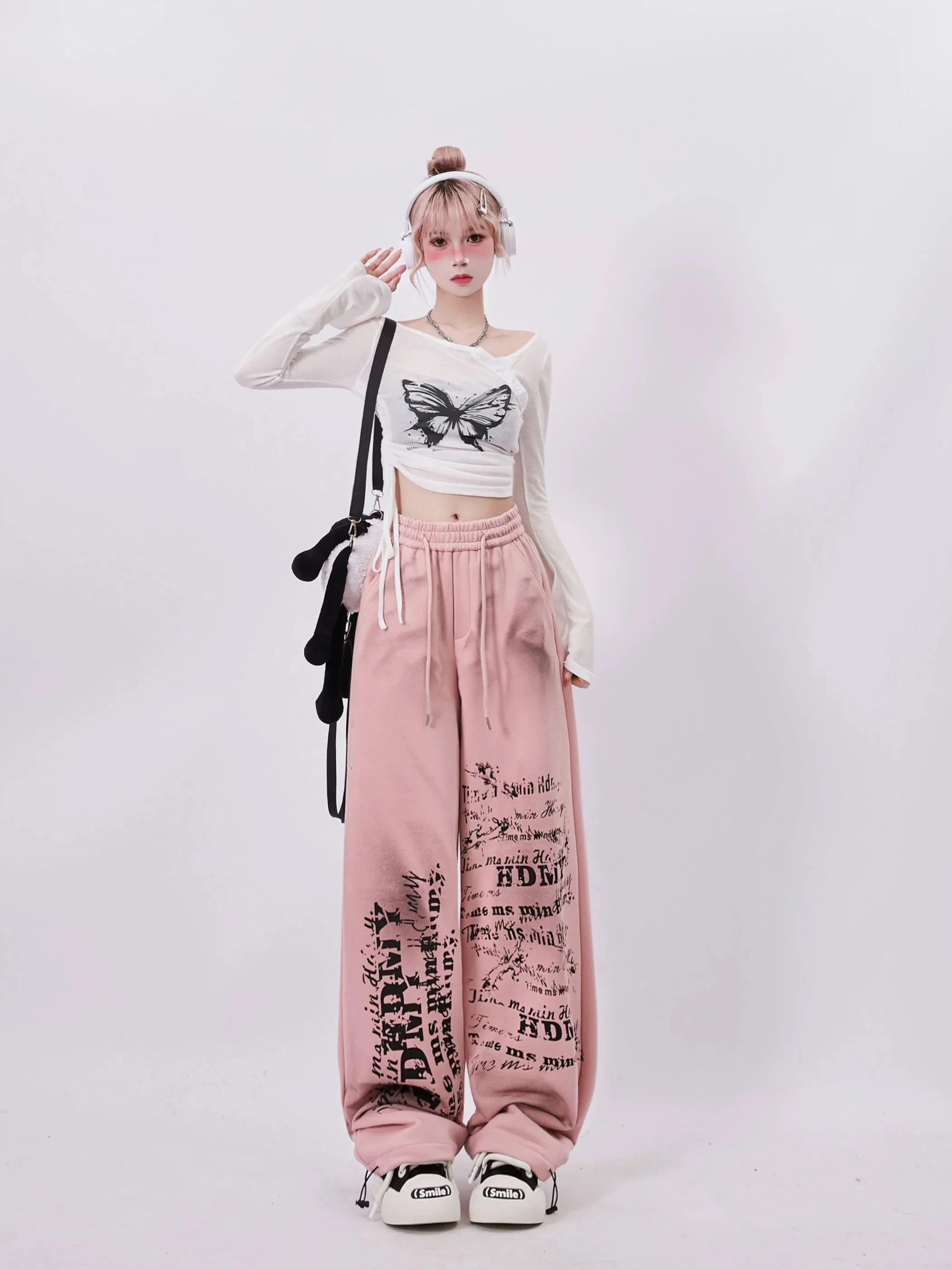 Top Butterfly Short Y2K Shirring