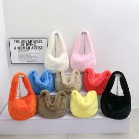 Trendy Ladies Hobo Faux Fur Shoulder Bag-Showtown