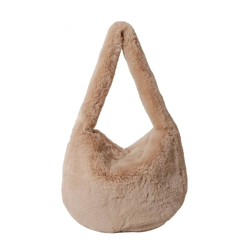 Trendy Ladies Hobo Faux Fur Shoulder Bag-Showtown