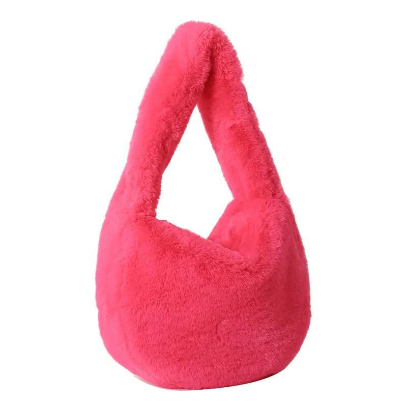 Trendy Ladies Hobo Faux Fur Shoulder Bag-Showtown