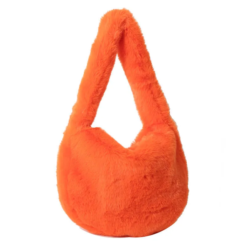 Trendy Ladies Hobo Faux Fur Shoulder Bag-Showtown