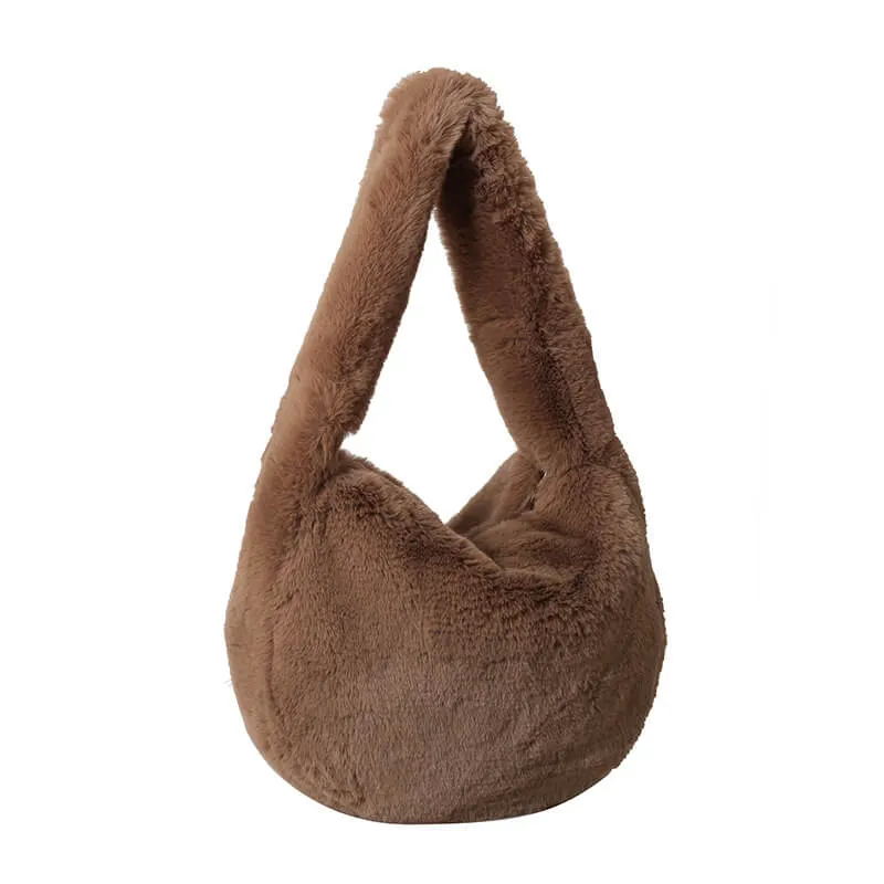Trendy Ladies Hobo Faux Fur Shoulder Bag-Showtown