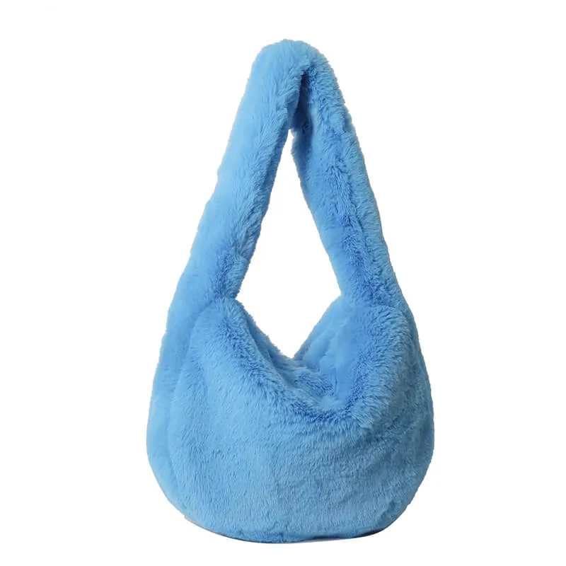 Trendy Ladies Hobo Faux Fur Shoulder Bag-Showtown