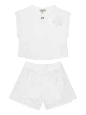 Twinset-Girl's set blouse and lace shorts-251GJ2QR7