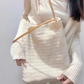 UAKISS  -  Simple Knitted Solid Casual Shoulder Handbags Women Vintage Tender Underarm Bag Fashion Y2k Aesthetic All Match Tote Bags Trendy