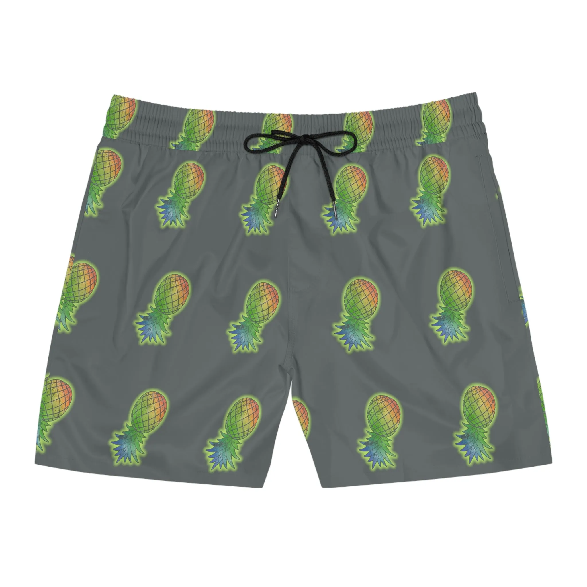 Upside Down Pineapple Men's Mid-Length Swim Shorts (AOP)